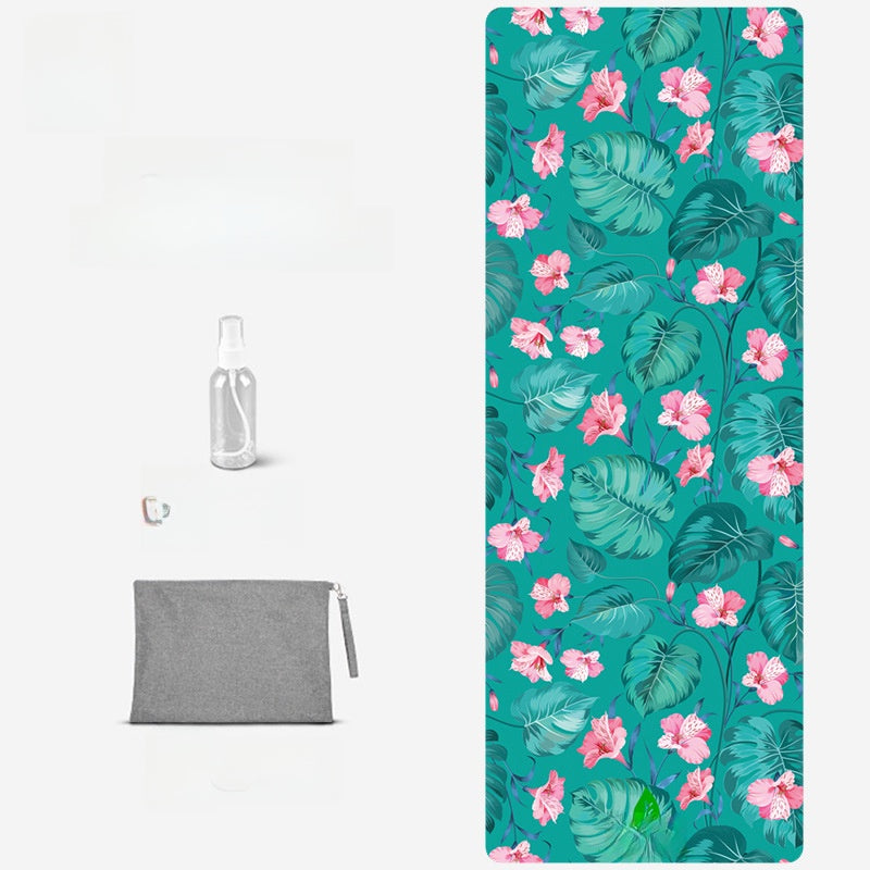 Foldable Suede Yoga Mat — Natural Rubber Base