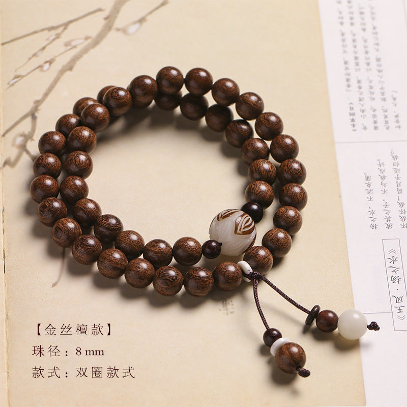 Original Old Material Green Sandalwood Buddha Beads Bracelet