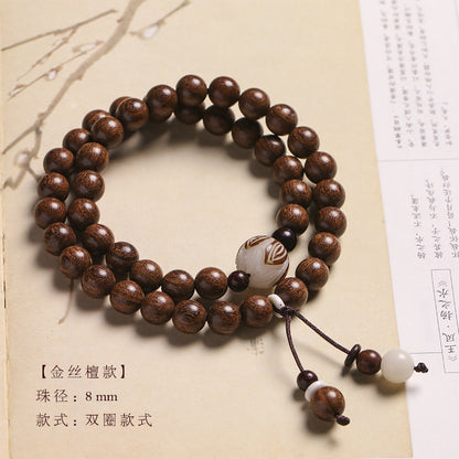 Original Old Material Green Sandalwood Buddha Beads Bracelet