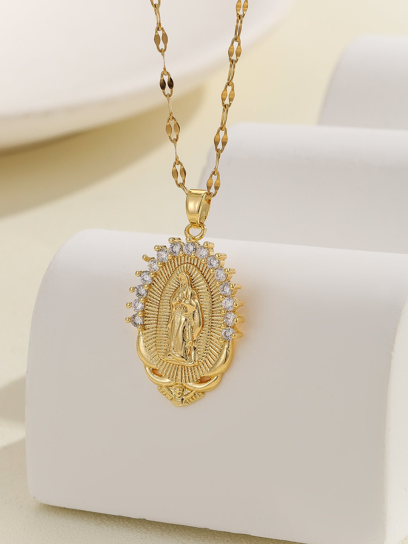 Virgin Mary Zircon Pendant Necklace | Gold & Silver | 25 Styles