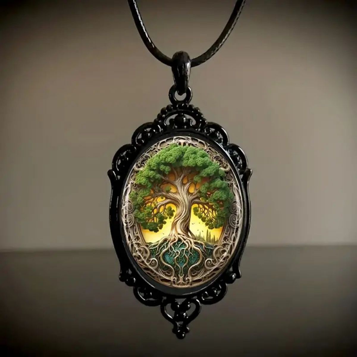 Retro Gothic Crow & Cross Pendant Necklace