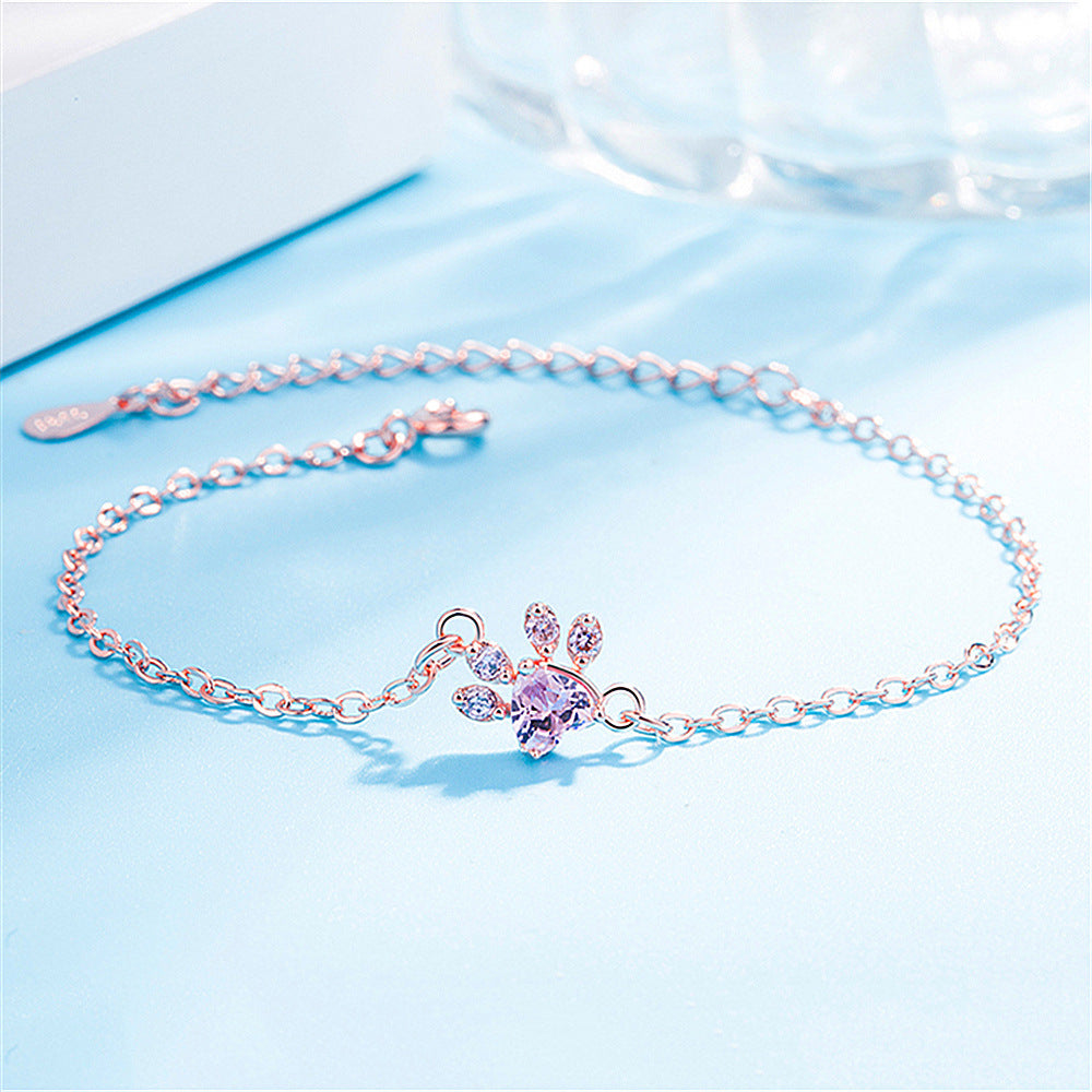Rose Gold Silver Geometric Footprint Bracelet