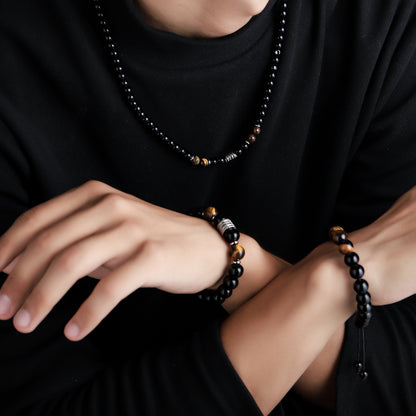 Vintage Beads Necklace Bracelet Set for Men