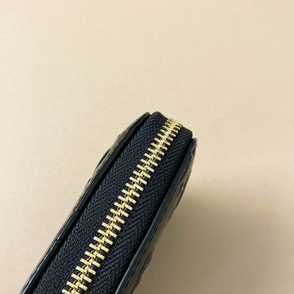 Black Embossed PU Leather Coin Purse with Multi-Card Slots