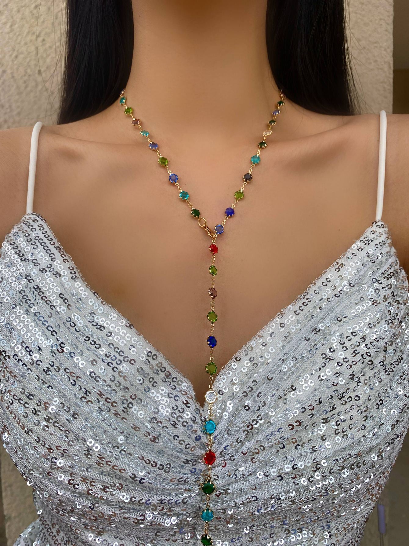 Colorful Polka Dot Long Necklace Bracelet