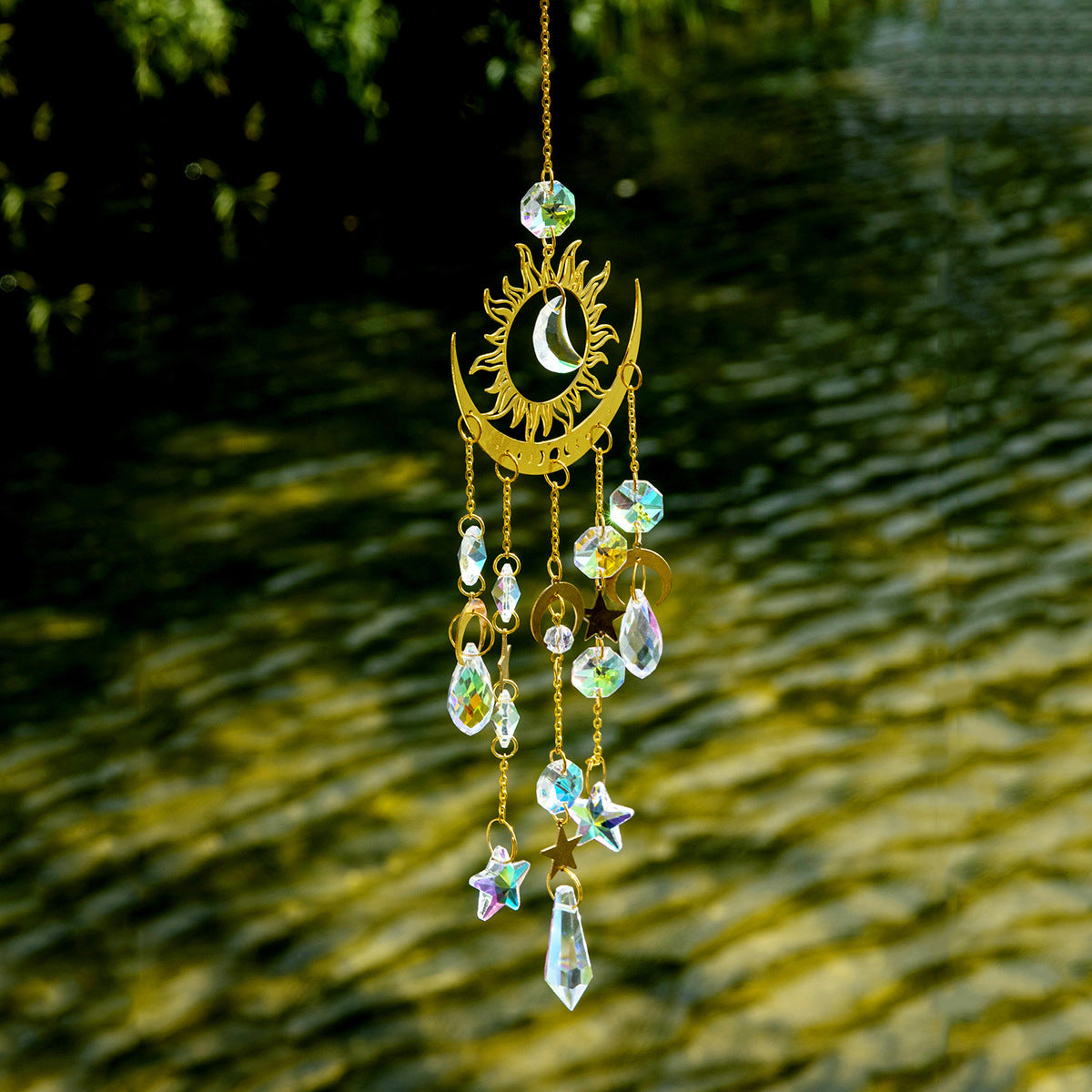 Star Moon Crystal Wind Chime Sun Catcher