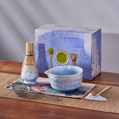 Crystalline Glaze Ceramic Matcha Set — 7 Piece
