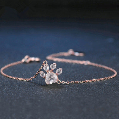 Rose Gold Silver Geometric Footprint Bracelet