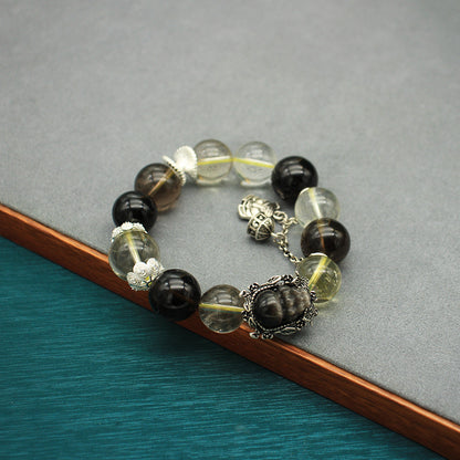 Elastic Crystal Bead Bracelet with Amethyst Citrine