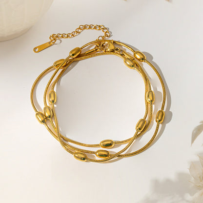Oval Bead Snake Chain — Titanium Steel