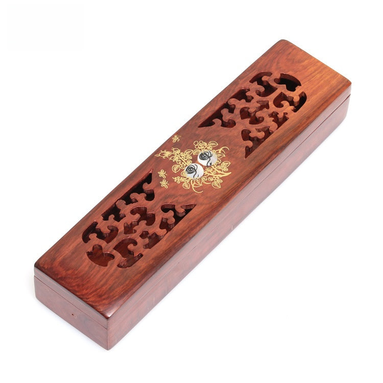 Hand-Carved Rosewood Incense Box