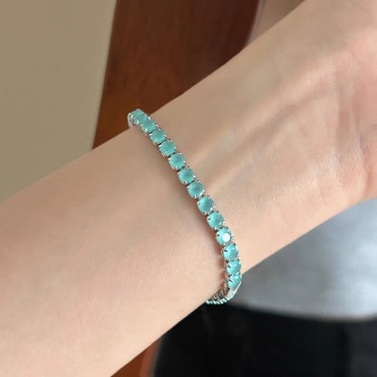 Geometric Lake Blue Diamond Electroplated Copper Bracelet