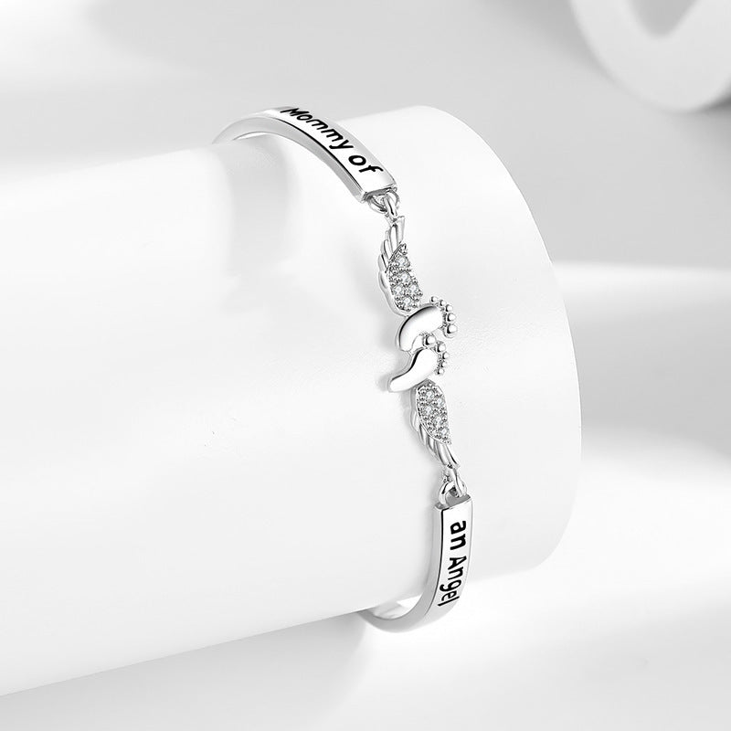 Angel Wings Footprint Charm Bracelet