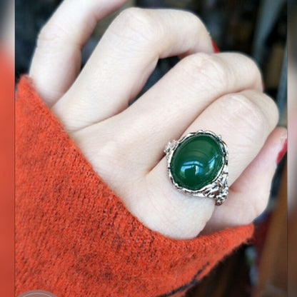 Sterling Silver Open Adjustable Gemstone Ring