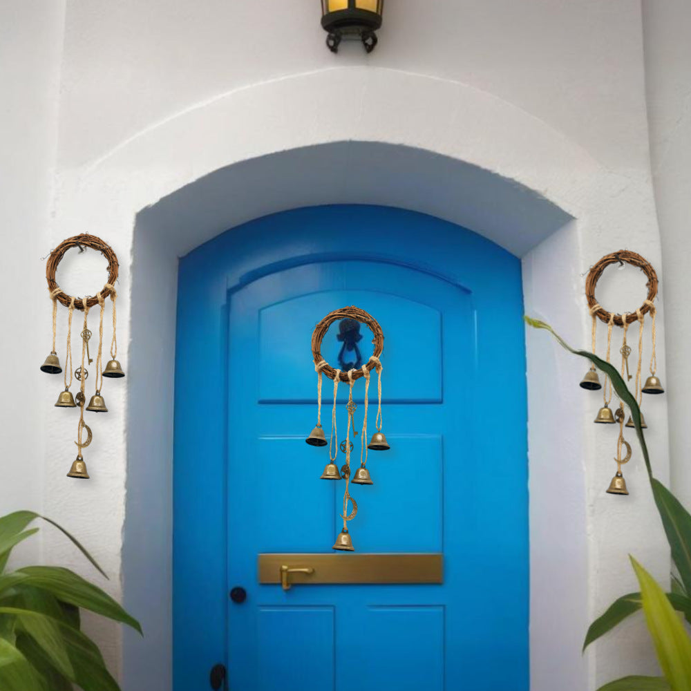 Witch Bell Door Handle Protection Pendant Good Luck Vine Wind Chime Outdoor Wind Chime Door Christmas Bell Hanging Decoration String