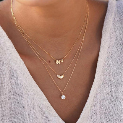 English Letter Heart Charm Necklace Bracelet