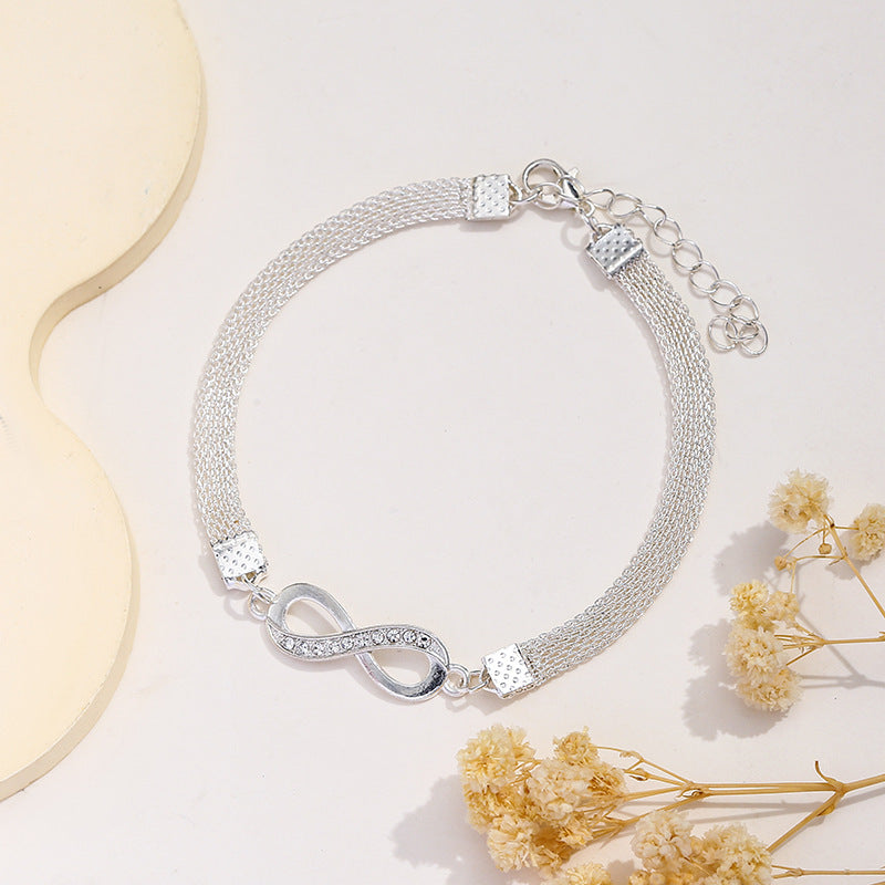 Diamond Accent Lucky Number Alloy Bracelet