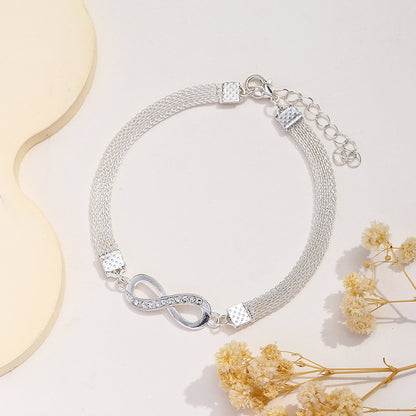 Diamond Accent Lucky Number Alloy Bracelet
