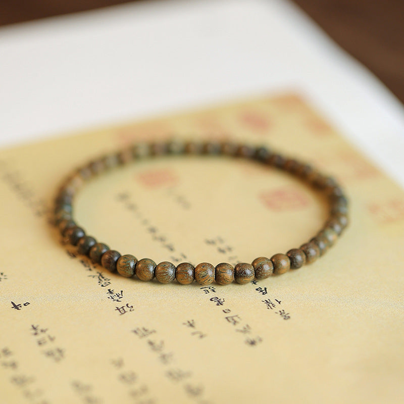 Original Old Material Green Sandalwood Buddha Beads Bracelet