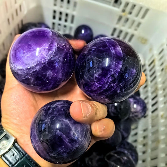 Polished Amethyst Crystal Ball Decor