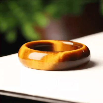 Adjustable Tiger Eye Jade Ring with Tassel