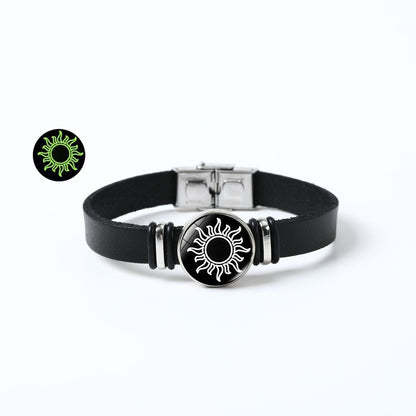 Sun Moon Luminous Leather Bracelet