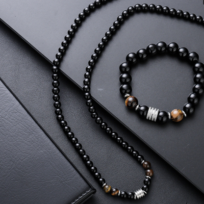 Vintage Beads Necklace Bracelet Set for Men