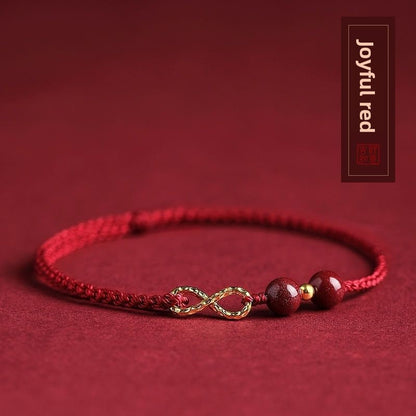 Red Rope Cinnabar Bead Bracelet