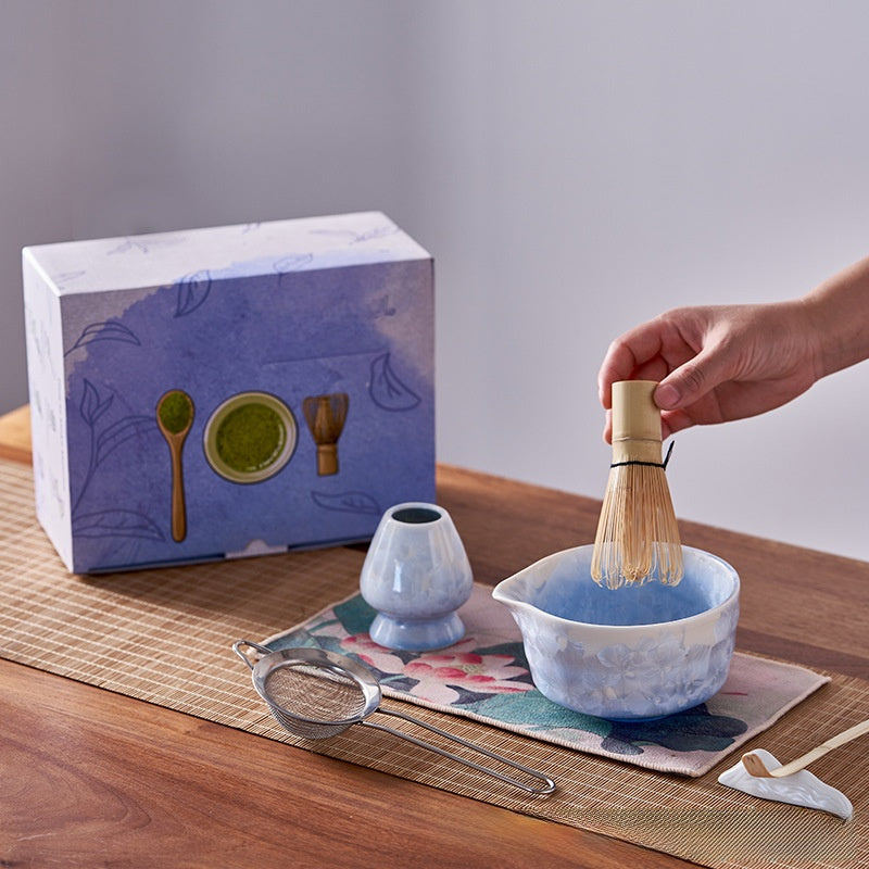 Crystalline Glaze Ceramic Matcha Set — 7 Piece