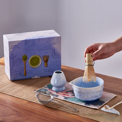 Crystalline Glaze Ceramic Matcha Set — 7 Piece