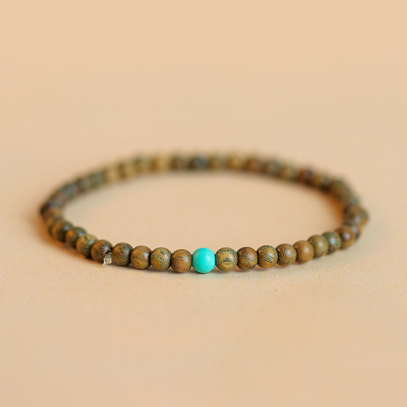 Original Old Material Green Sandalwood Buddha Beads Bracelet