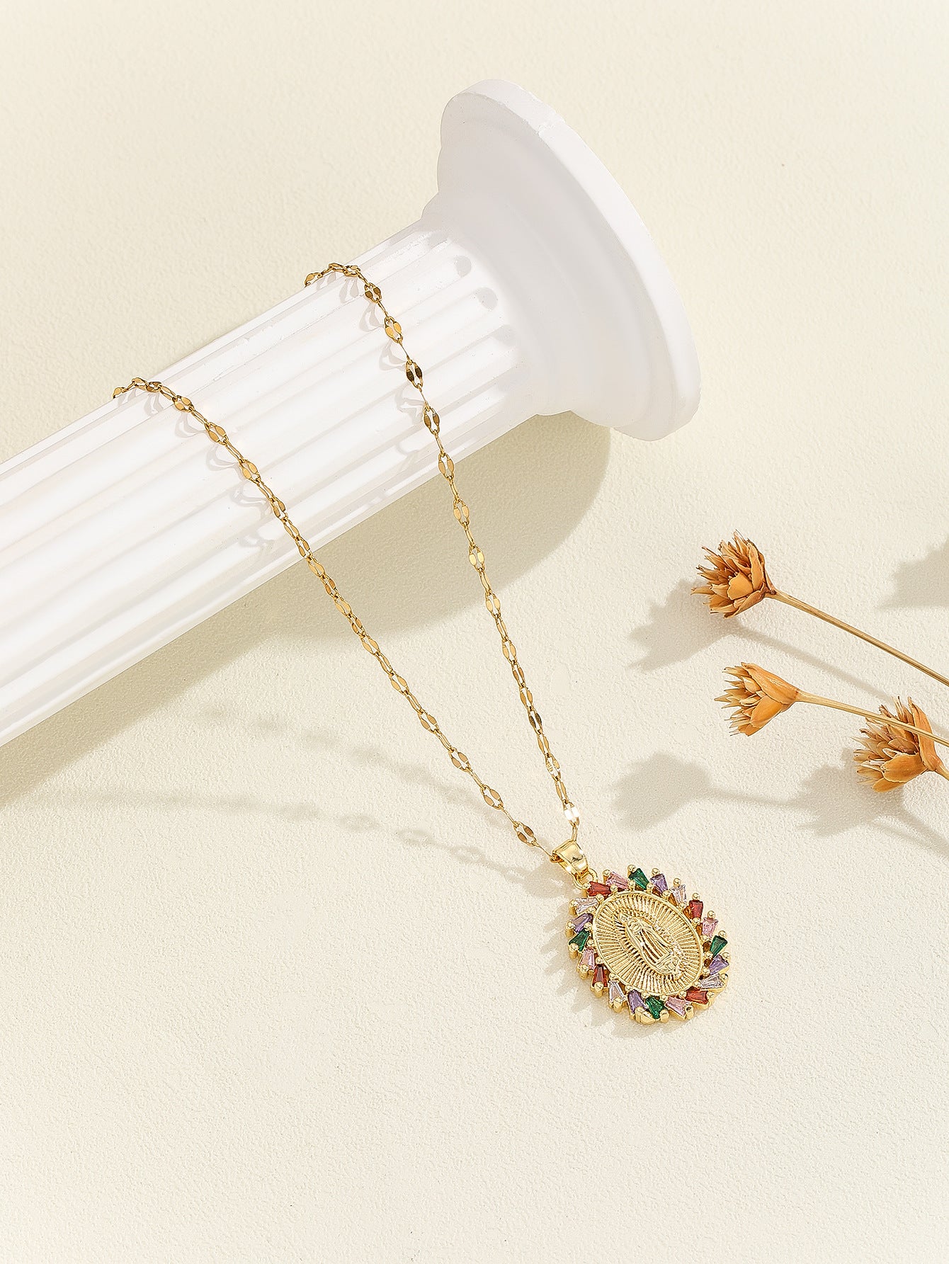 Virgin Mary Zircon Pendant Necklace | Gold & Silver | 25 Styles