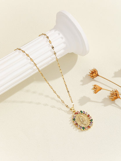 Virgin Mary Zircon Pendant Necklace | Gold & Silver | 25 Styles