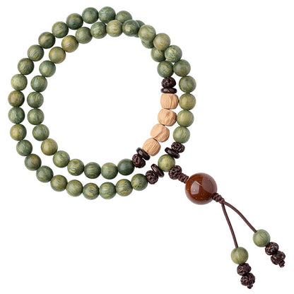 Original Old Material Green Sandalwood Buddha Beads Bracelet