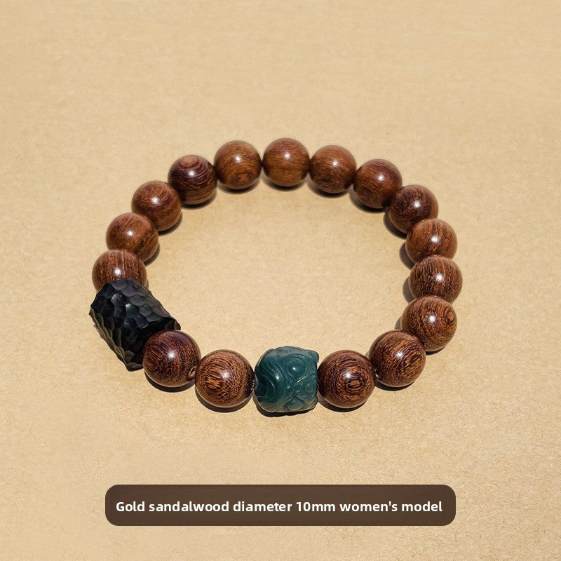 Original Old Material Green Sandalwood Buddha Beads Bracelet