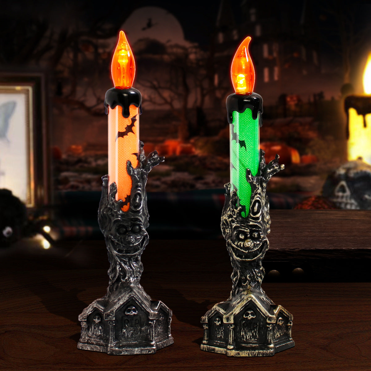 Halloween Ghost Hand & Dead Tree Candle Lamp