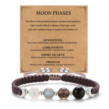 Handwoven Natural Stone Moon Phase Bracelet