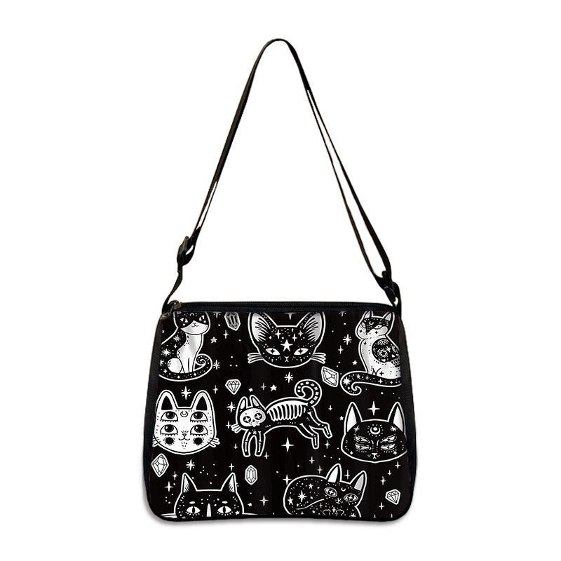 Gothic Print Polyester Underarm Shoulder Bag
