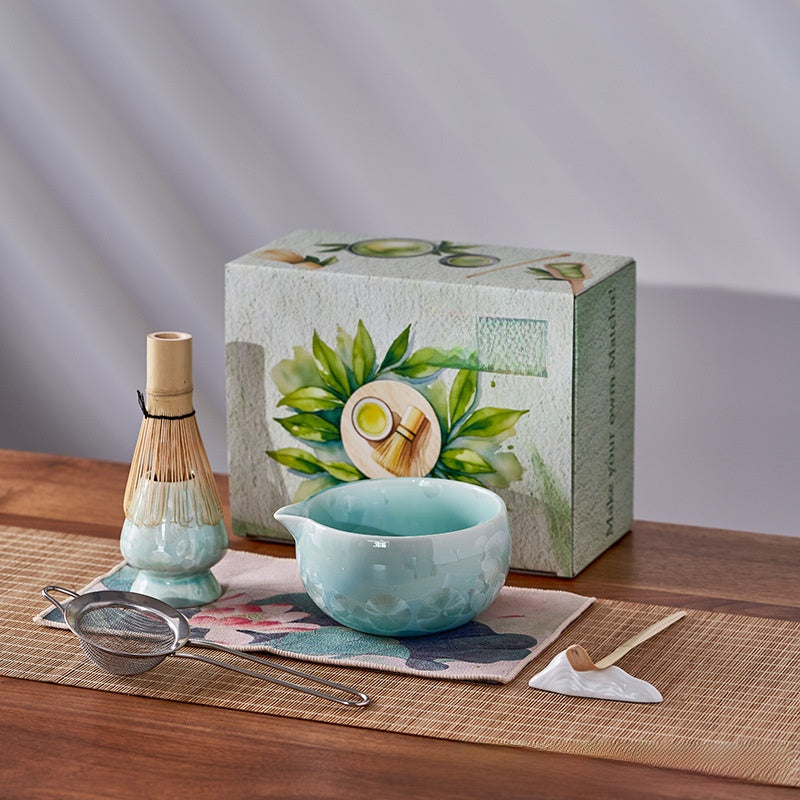 Crystalline Glaze Ceramic Matcha Set — 7 Piece
