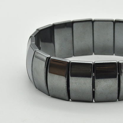 Magnetic Black Obsidian Square Bead Bracelet