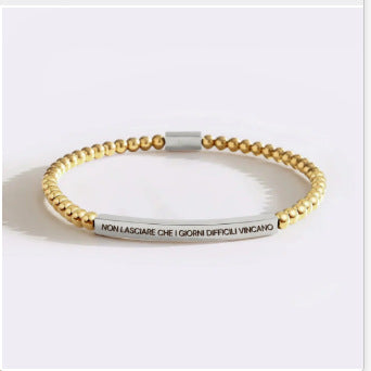 Stainless Steel Silver Bead Curved Tube Bracelet for Women