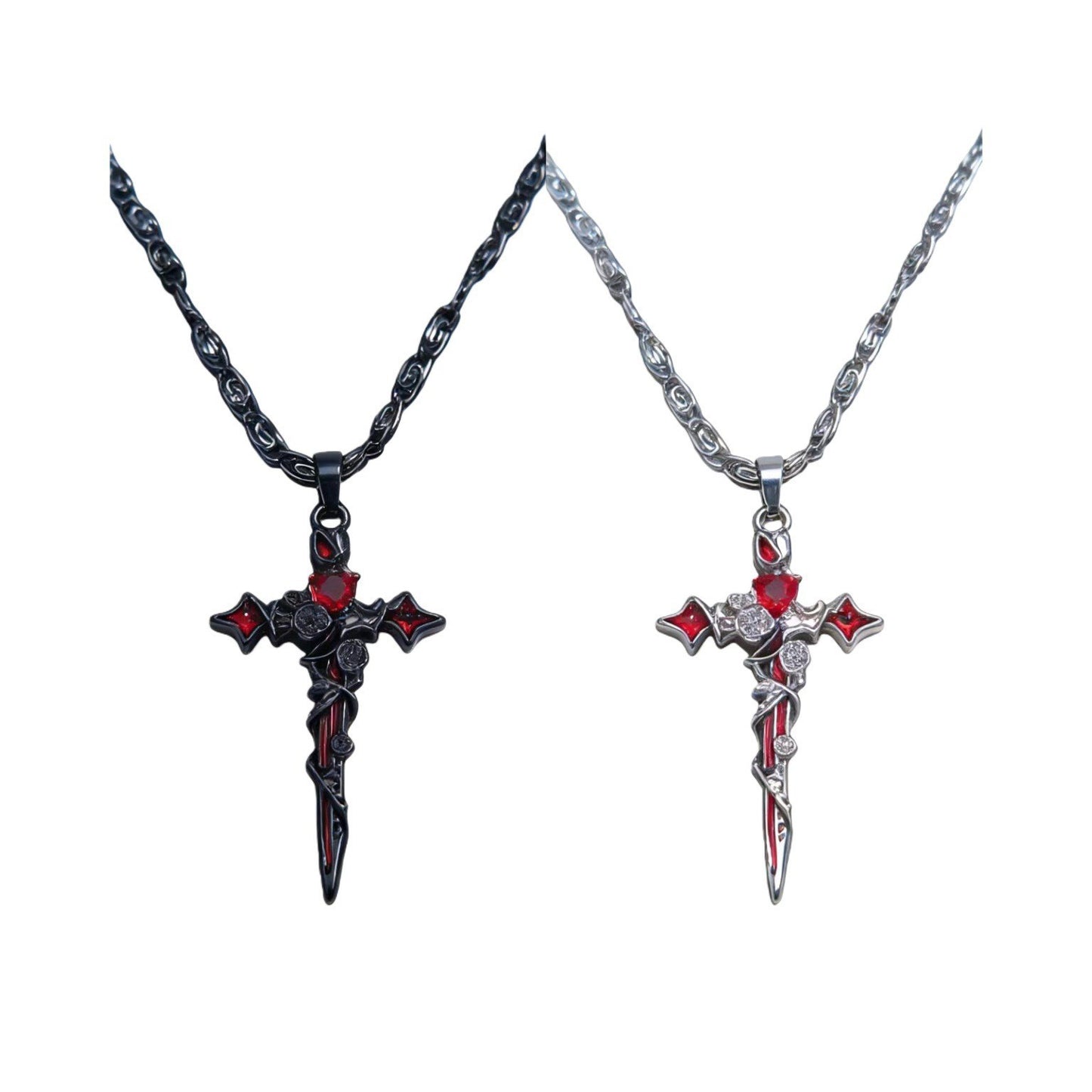 Gothic Rose Thorn Cross Earrings