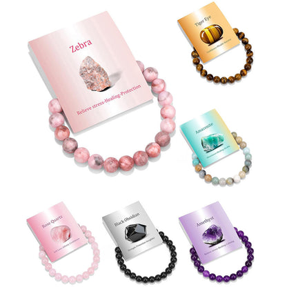 8mm Natural Stone Elastic Crystal Bracelet Set