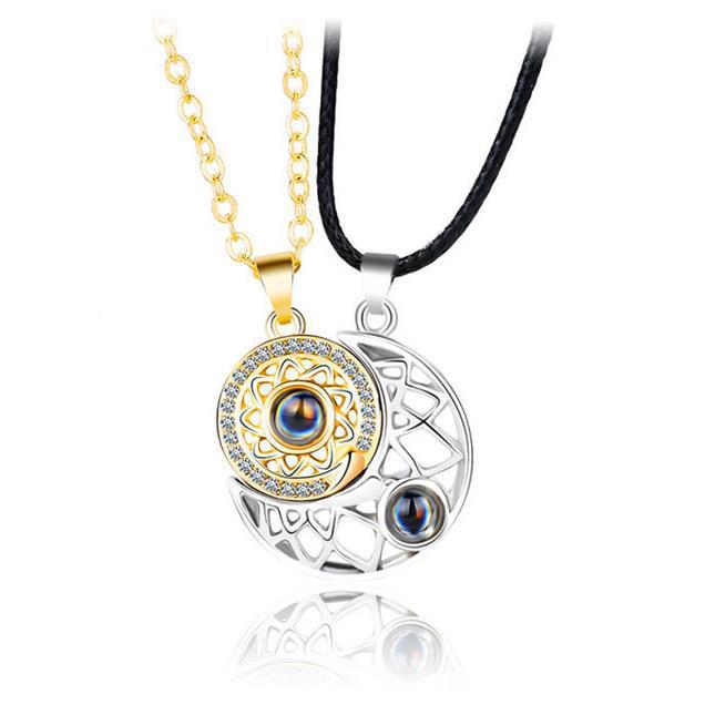 Heart Sun Moon Magnetic Projection Necklace