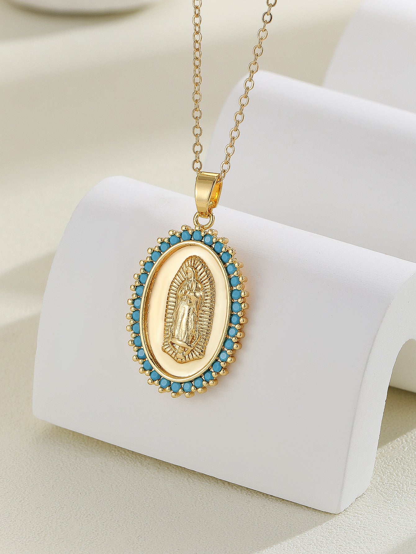 Virgin Mary Zircon Pendant Necklace | Gold & Silver | 25 Styles