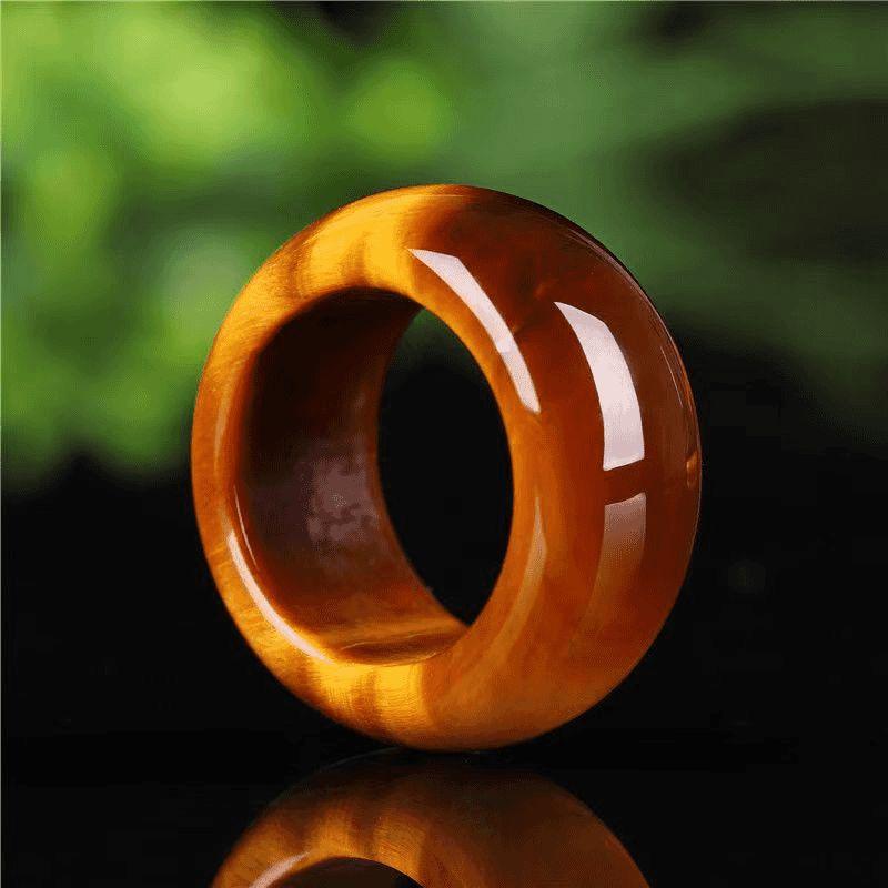 Adjustable Tiger Eye Jade Ring with Tassel