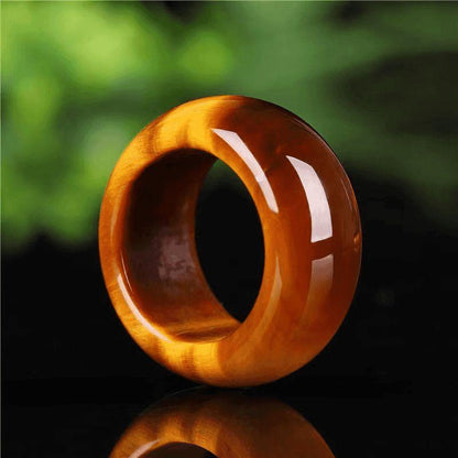 Adjustable Tiger Eye Jade Ring with Tassel