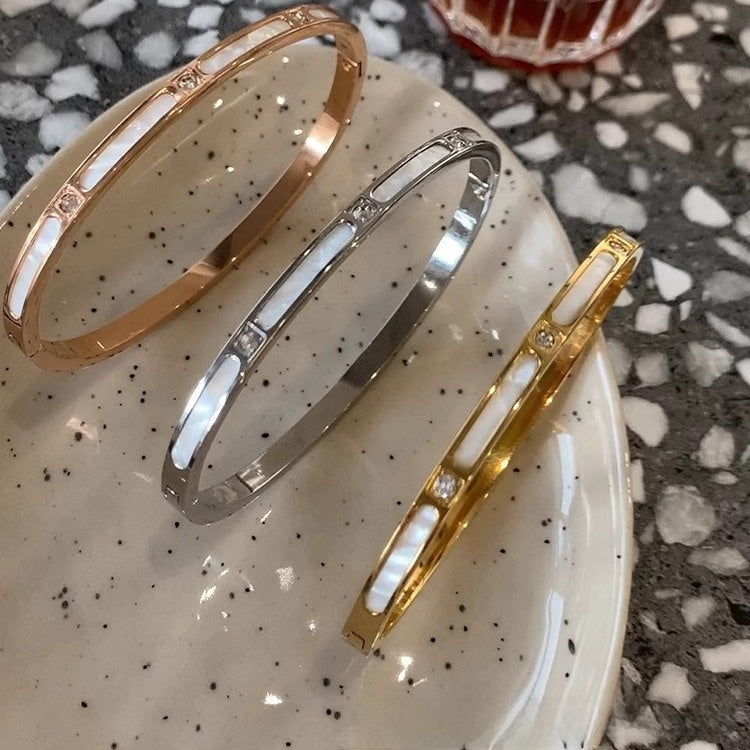 White Mother-of-Pearl Bamboo Joint Bracelet
