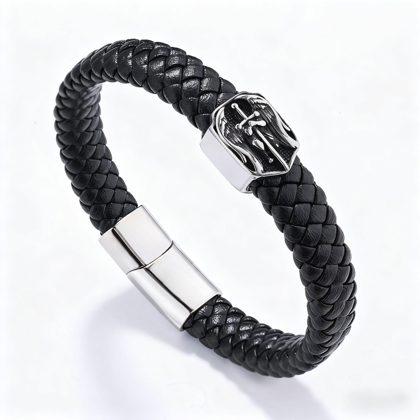 Stainless Steel Woven Holy Sword Archangel Bracelet