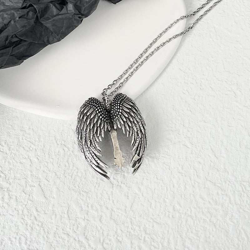 Angel Wings Cross Pendant Necklace | Vintage Punk Style